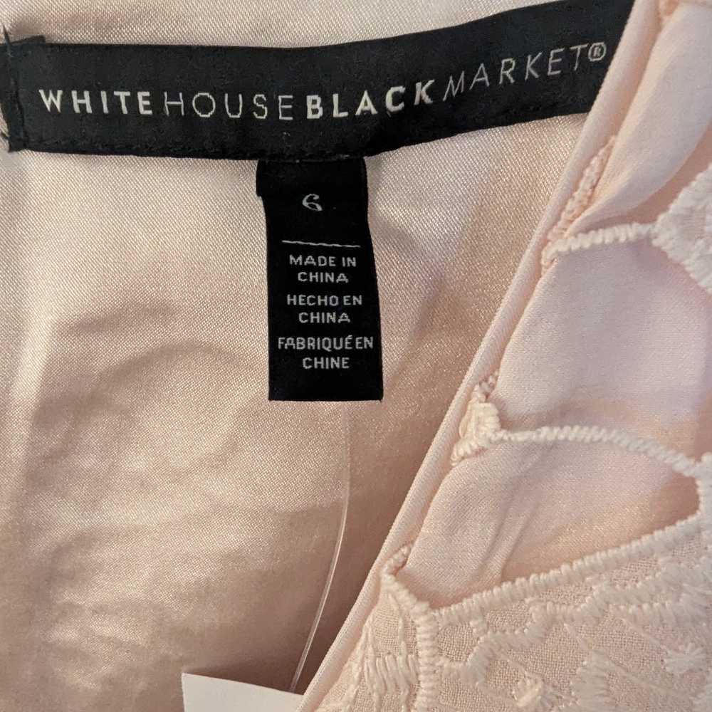 NWT White House Black Market Light Pink Lace Midi Dress Size 6 - Picture 3 of 8